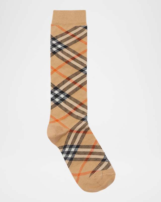 Kid's Check-Print Socks, Size S-L